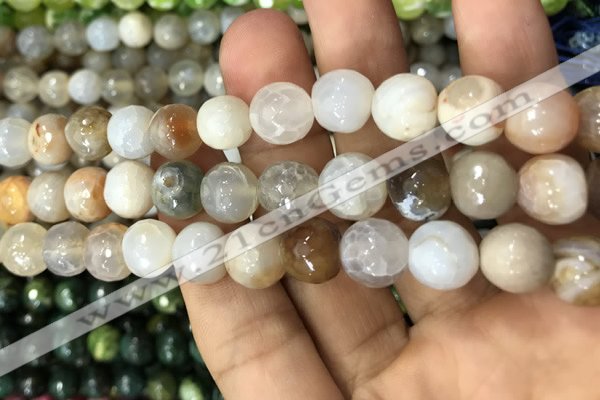 CAA3072 15 inches 10mm faceted round fire crackle agate beads wholesale