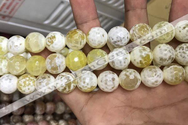 CAA3236 15 inches 16mm faceted round fire crackle agate beads wholesale