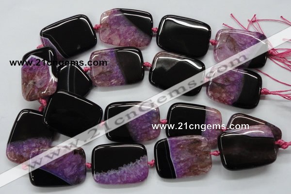 CAA450 15.5 inches 30*40mm rectangle agate druzy geode  beads