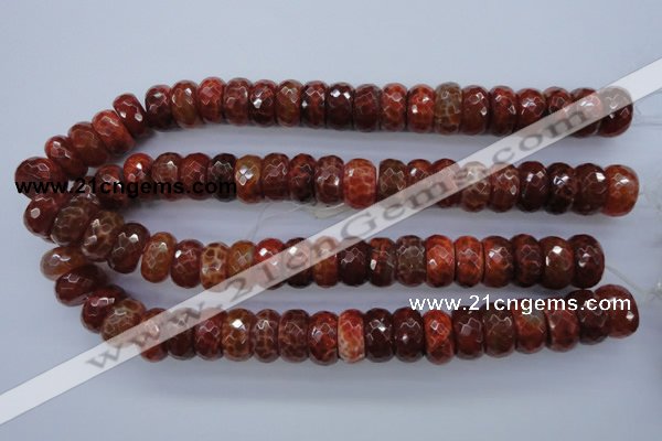 CAG1494 15.5 inches 9*18mm faceted rondelle natural fire agate beads