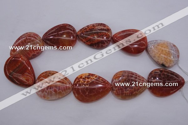 CAG4222 15.5 inches 30*40mm flat teardrop natural fire agate beads