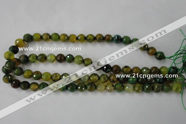 CAG4519 15.5 inches 10mm faceted round fire crackle agate beads