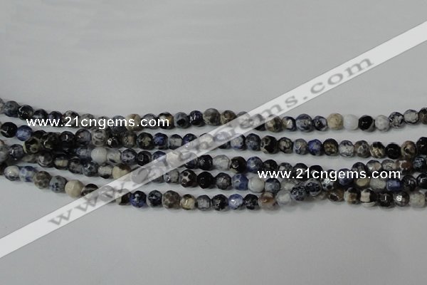 CAG4602 15.5 inches 4mm faceted round fire crackle agate beads