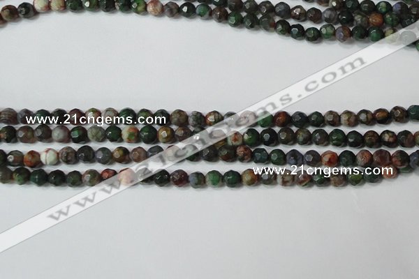 CAG4603 15.5 inches 4mm faceted round fire crackle agate beads