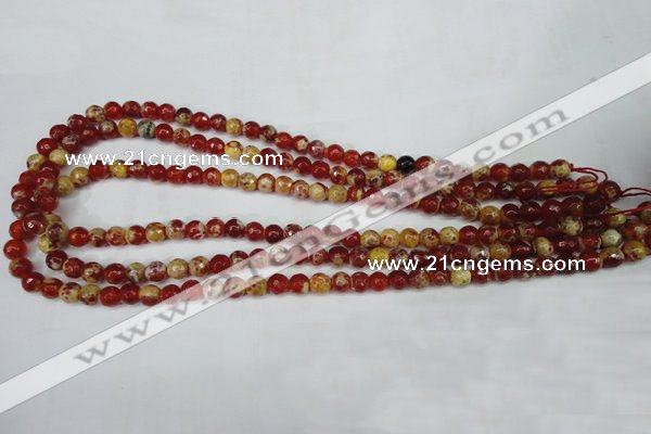 CAG5186 15 inches 6mm faceted round fire crackle agate beads