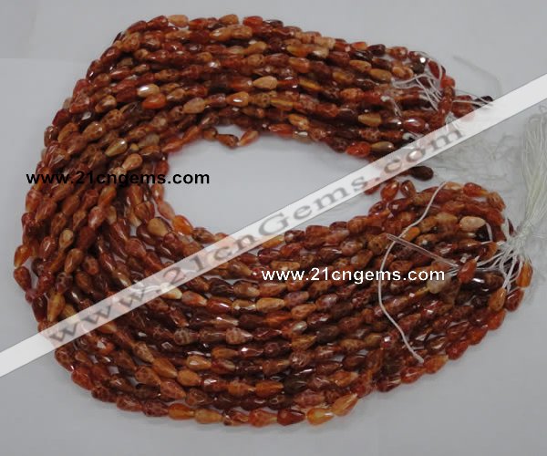 CAG586 15.5 inches 8*12mm faceted teardrop natural fire agate beads