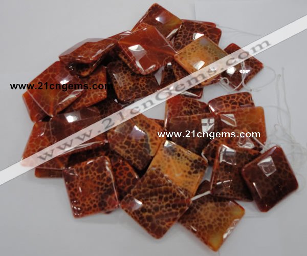 CAG658 15.5 inches 30*30mm faceted rhombic natural fire agate beads