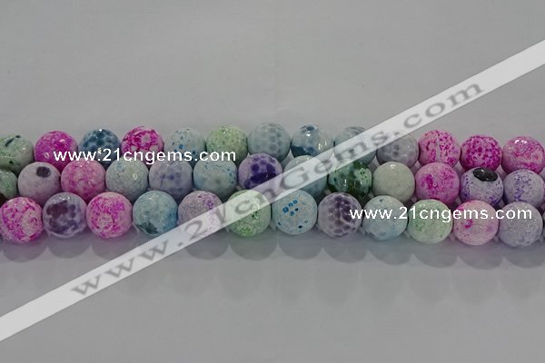 CAG8981 15.5 inches 10mm faceted round fire crackle agate beads