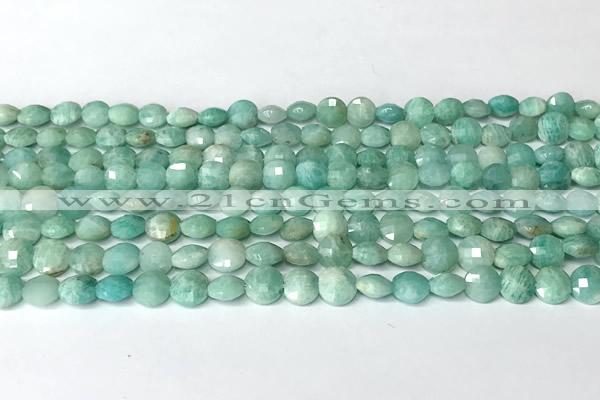 CCB1406 15 inches 6mm faceted coin amazonite beads