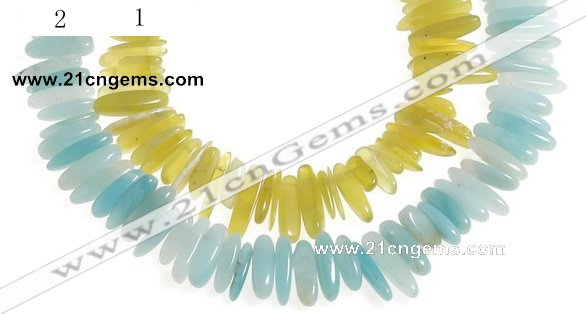 CCH22 16 inches Korea jade & amazonite chips gemstone beads