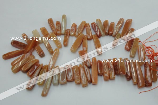 CCH406 15.5 inches 6*25mm - 12*38mm red aventurine chips beads