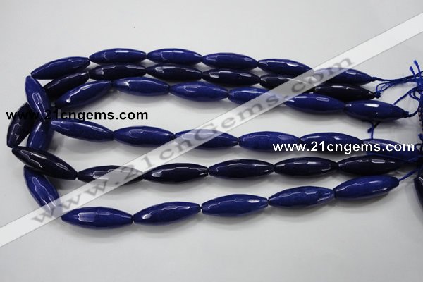 CCN1478 15.5 inches 10*30mm faceted rice candy jade beads wholesale