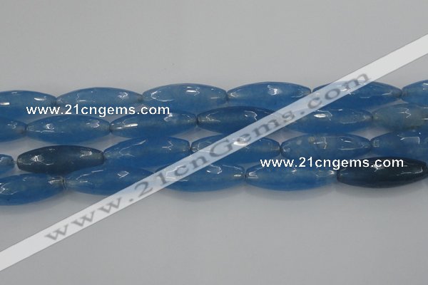 CCN1725 15.5 inches 14*40mm faceted rice candy jade beads