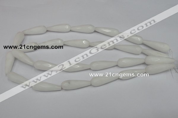 CCN197 15.5 inches 10*30mm faceted teardrop candy jade beads