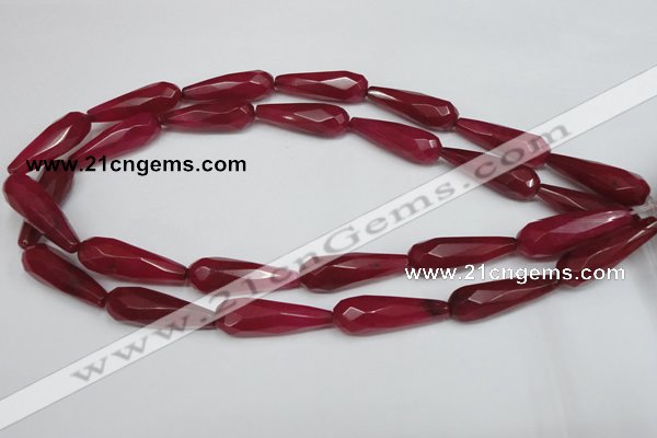 CCN198 15.5 inches 10*30mm faceted teardrop candy jade beads