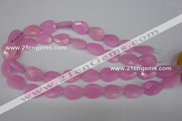 CCN2190 15.5 inches 15*20mm faceted flat teardrop candy jade beads