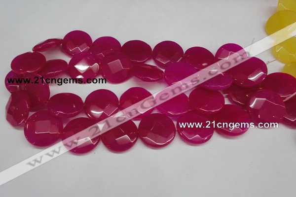 CCN270 15.5 inches 25mm faceted coin candy jade beads wholesale