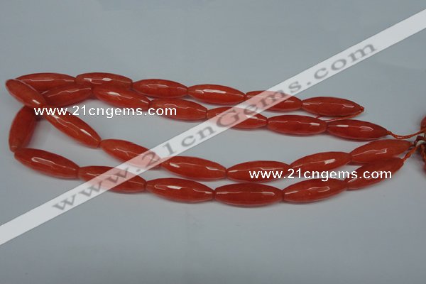 CCN2910 15.5 inches 10*30mm faceted rice candy jade beads