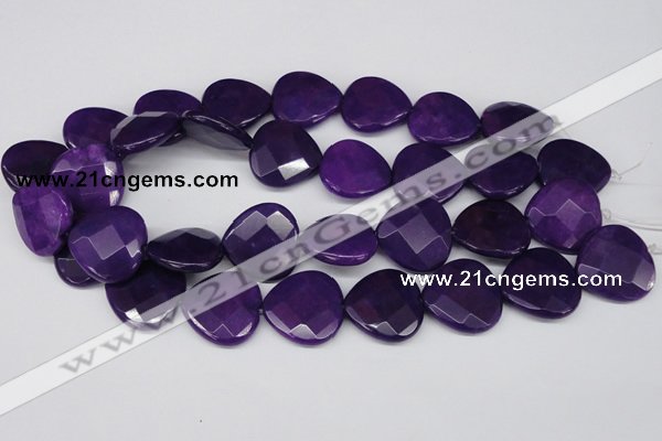 CCN376 15.5 inches 25*25mm faceted heart candy jade beads wholesale