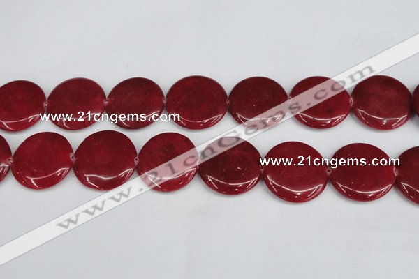 CCN3843 15.5 inches 30mm flat round candy jade beads wholesale