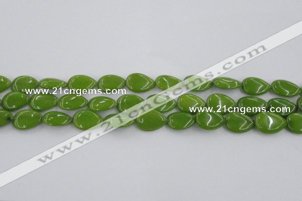 CCN3868 15.5 inches 13*18mm flat teardrop candy jade beads