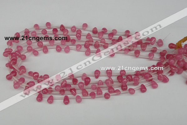 CCN434 15.5 inches Top-drilled 6*9mm teardrop candy jade beads