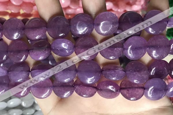 CCN5874 15 inches 15mm flat round candy jade beads Wholesale