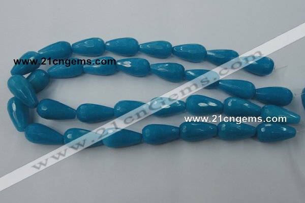 CCN994 15.5 inches 13*25mm faceted teardrop candy jade beads