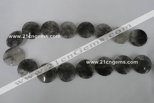 CCQ376 15.5 inches 25mm flat round cloudy quartz beads wholesale