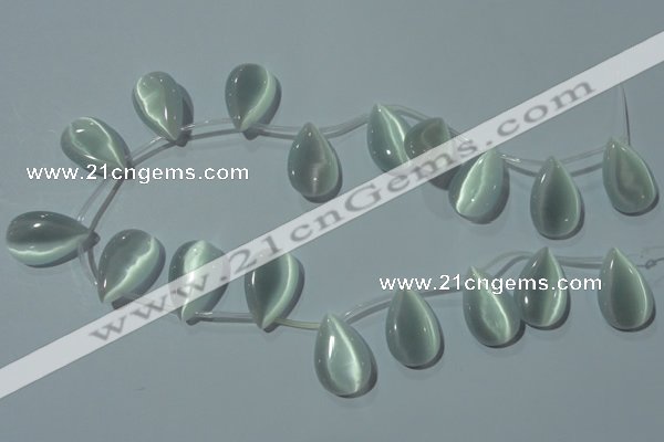 CCT1030 Top-drilled 14*22mm flat teardrop cats eye beads wholesale