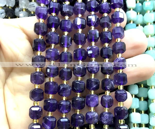 CCU1352 15 inches 6mm - 7mm faceted cube amethyst gemstone beads