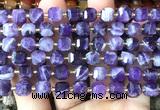 CCU1353 15 inches 6mm - 7mm faceted cube dogtooth amethyst beads