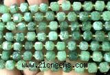 CCU1358 15 inches 6mm - 7mm faceted cube green strawberry quartz beads