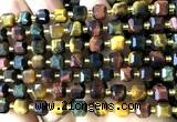 CCU1369 15 inches 6mm - 7mm faceted cube colorful tiger eye beads