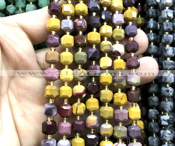 CCU1370 15 inches 6mm - 7mm faceted cube mookaite gemstone beads