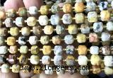 CCU1396 15 inches 6mm - 7mm faceted cube yellow crazy lace agate beads