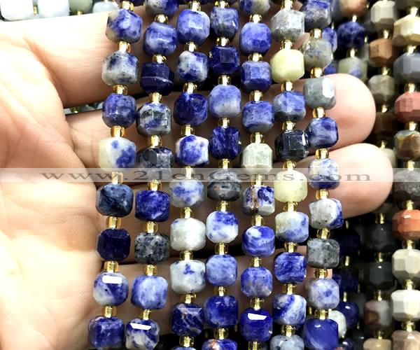 CCU1401 15 inches 6mm - 7mm faceted cube sodalite gemstone beads