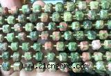 CCU1431 15 inches 6mm - 7mm faceted cube unakite gemstone beads