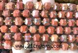 CCU1476 15 inches 8mm - 9mm faceted cube red jasper beads