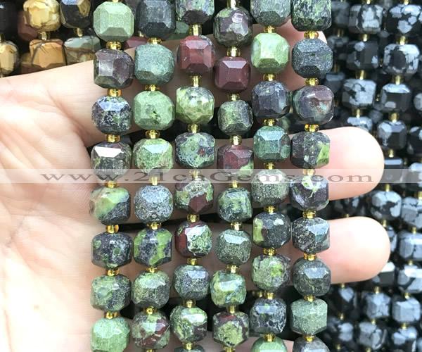 CCU1488 15 inches 8mm - 9mm faceted cube dragon blood jasper beads