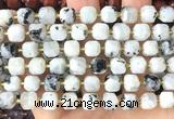 CCU1518 15 inches 8mm - 9mm faceted cube white moonstone beads