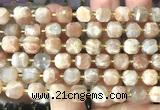 CCU1519 15 inches 8mm - 9mm faceted cube moonstone beads