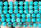 CCU1522 15 inches 8mm - 9mm faceted cube green turquoise beads