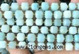 CCU1524 15 inches 8mm - 9mm faceted cube amazonite beads wholesale