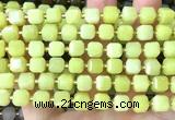 CCU1530 15 inches 8mm - 9mm faceted cube lemon jade beads