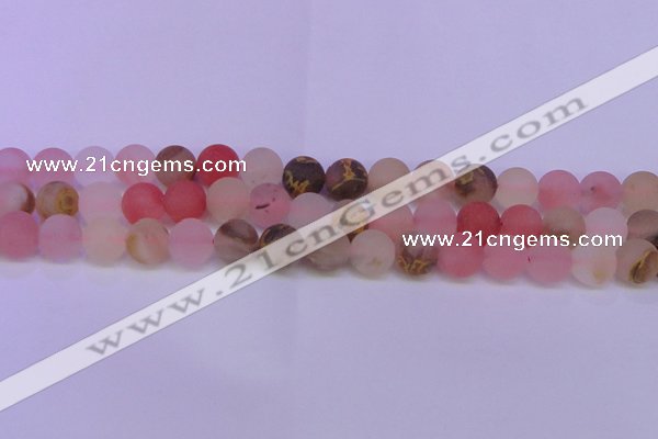 CCY624 15.5 inches 12mm round matte volcano cherry quartz beads