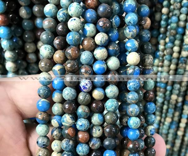 CDE3812 15 inches 6mm round blue sea sediment jasper beads