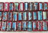 CDE3829 7.5 inches 10*20mm rectangle double drilled sea sediment jasper beads