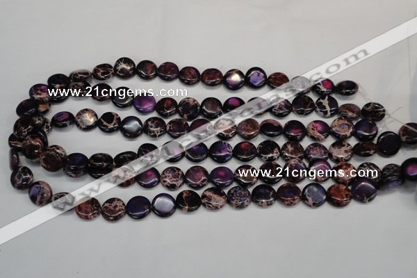 CDE398 15.5 inches 12mm flat round dyed sea sediment jasper beads