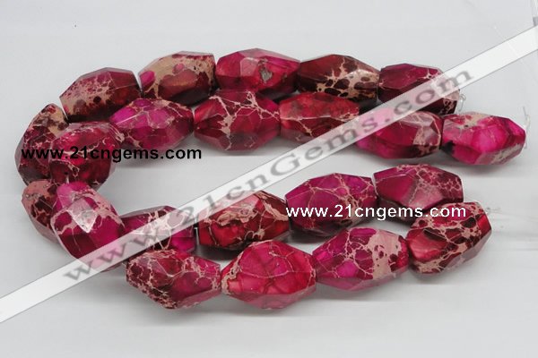 CDI28 16 inches 25*35mm faceted nuggets dyed imperial jasper beads